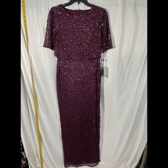 NWT Adrianna Papell Blouson Sequin Gown in‎ Cassis [SZ 2 ] - Picture 3 of 12